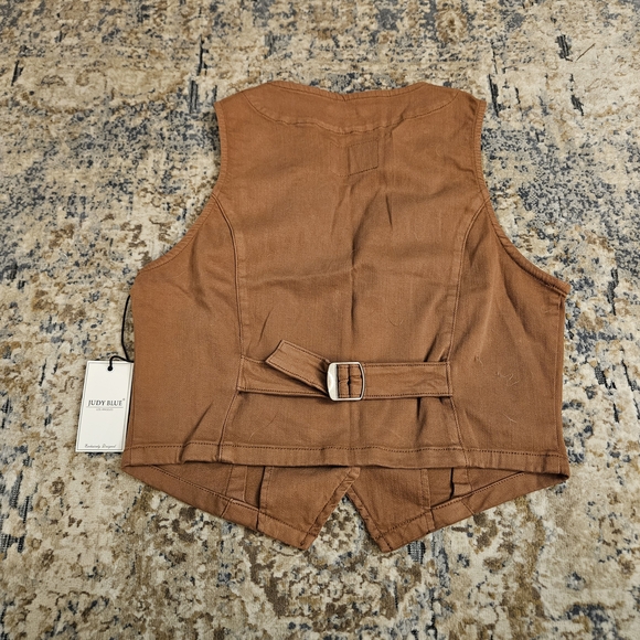 NWT Judy Blue Denim Button Front Vest Size Small Brown Montana Western - Picture 2 of 8